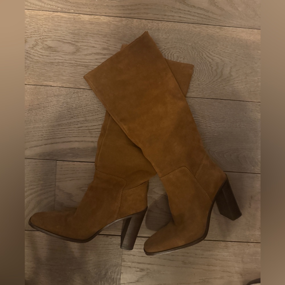 Mango Tan Suede Heeled Boots